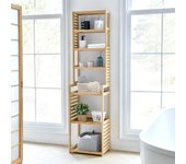 Mueble columna de baño forssa de 7 niveles bambú 165 x 42 x 28 cm natural [en.casa]