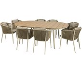 Axi chay conjunto de jardín con 8 sillas para 8 personas, beige | conjunto de comedor de jardín de madera de polietileno con efecto madera, sillas con