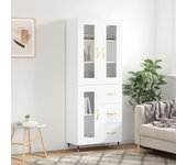 Aparador alto | aparador de comedor | armario de cocina madera contrachapada blanco 69,5x34x180 cm cfw10459