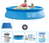 Paquete de piscina - intex - alrededor - 244x244x61 cm + accesorios a755