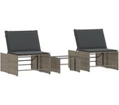 2 piezas tumbona de jardín | tumbona de exterior | sillas con mesita ratán sintético gris cfw599727