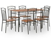 Conjunto de comedor 7 piezas，conjunto de comedor de exterior，conjunto de jardín mdf y acero marrón cfw802733