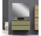 Conjunto de baño blaze | 90 cm cactus| dos cajones | lavabo sobre encimera | espejo no incluido | mueble montado | alday