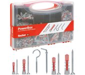 Fischer powerbox 180 tasselli duopower con viti e ganci, per muro pieno, forato e cartongesso, 360 pz totali, 564282