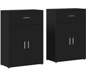 Aparadores 2 uds | aparador de comedor | armario de cocina madera de ingeniería negro 60x30x84 cm cfw57603