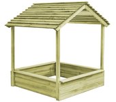 Casita de juegos de exterior con arenero 128x120x145 cm pino