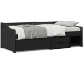 Sofá cama con 3 cajones sin colchón irun negro 90x200 cm