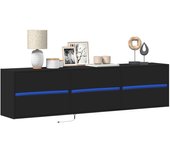 Mueble tv de pared con led negro 180x31x45 cm