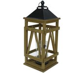Farol cuadrado antracita de madera natural y metal cm24x24h61