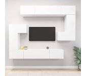 Set de muebles para tv 8 piezas madera contrachapada blanco