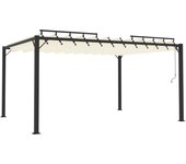 Cenador con techo de lamas tela crema y aluminio 3x4 m