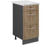 Vicco mueble bajo de cocina r-line, roble artesanal, 40 cm et mármol