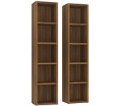 2 uds mueble de almacenaje | estantería para cd madera marrón roble 21x16x93,5 cm cfw419969