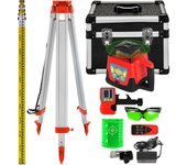 Vevor nivel láser rotativo con trípode y mira, alcance 500m, haz verde, nivel láser autonivelante 360°, trípode telescópico 1,65m, mira 5m
