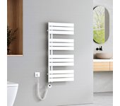 Emke radiador toallero eléctrico h.104,1 × a.50 cm con resistencia termostática, radiador secatoallas electrico con temporizador 600 w blanco