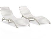 2 piezas tumbona de jardín | tumbona de exterior | sillas madera maciza acacia blanco 184x55x64 cm cfw599747