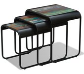3 piezas mesas apilables | mesita auxiliar | mesa de café madera maciza reciclada cfw67293