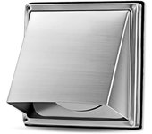 Rejilla de ventilación de acero inoxidable 100 mm, con válvula antirretorno, para secadoras, campanas y conductos de extracción