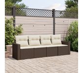 Set de sofás de jardín 4 piezas | conjunto de jardín de ocio | set de comedor de jardín y cojines ratán sintético marrón cfw429340