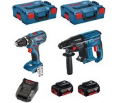 Bosch gsr 18v-28 + gbh 18v-21 (2 x 4,0 ah + al1820cv + 2 x l-boxx 136)