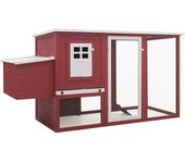 Gallinero de exterior con 1 caja nido 202 x 75 x 98 cm madera roja 02_0001700