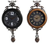 Reloj de pared dkd home decor 27 x 7,5 x 57,5 cm cristal negro dorado hierro péndulo (2 unidades)