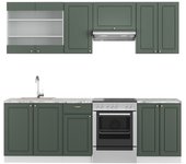 Vicco mueble de cocina fame-line, verde-dorado casa de campo/blanco, 240 cm sin encimera