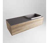 Mondiaz erin 120cm mueble de baño dark brown grey con 1 cajón. con lavabo ridge derecho sin orificios dark grey