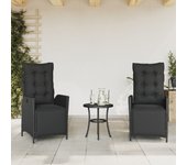 Vidaxl sillones reclinables jardín con reposapiés 2 uds ratán pe negro