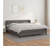 Cama con somier y colchón gris 180x200 cm polipiel
