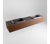 Mondiaz erin 200cm mueble de baño color rust con 2 cajones. con lavabo ridge doble sin orificios color dark grey