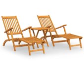 Tumbona | silla de jardín con reposapiés y mesita madera maciza de acacia cfw56389