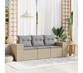 Juego de sofás de jardín con cojines beige 3 piezas | conjunto de jardín de ocio | set de comedor de jardín ratán pe cfw952354