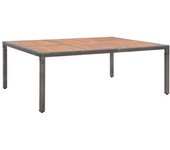Vidaxl mesa de jardín ratán pe y madera de acacia gris 200x150x74 cm