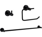 Inguz accesorios de baño en negro mate toallero 60cm+ percha+ portarollos - fijación a pared