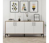 Aparador agape, bufé de salón, aparador de salón, despensa de cocina, 180x35h78 cm, nogal y blanco