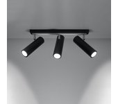 Lámpara de techo invicta 3 negro led con bombilla 3000k - 45x6x20cm sollux