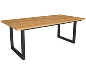 Mesa de comedor - 10 comensales - robusta y estable gracias a su estructura y patas macizas - roble - estilo industrial