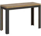 Mesa extensible 120/200x45/90 cm linea double roble natural estructura antracita