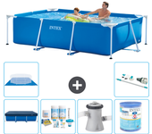 Paquete de piscina - intex - rectángulo - 260x160x65 cm + accesorios a127