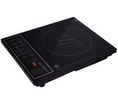 Placa de inducción 1 zona, cocina eléctrica de sobremesa cristal negro, botones táctiles 1000w-2000w, 40x32 cm