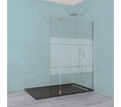 Mampara fija + abatible clear moving 98 cm + 35 cm con serigrafiado