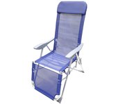 Silla playa estructura aluminio, reclinable 5 posiciones con reposapies, silla multiposición, silla con reposabrazos