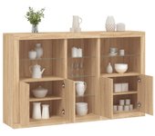 Aparador | aparador de comedor | armario de cocina con luces led roble sonoma 162x37x100 cm cfw46672