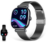 KSIX Iria Smartwatch Mujer, Pantalla AMOLED 1.70", Autonomía 4 días, Modos Deporte y Salud, Notificaciones, Llamadas, Asistente de Voz, Correa Metal y Silicona, Negro