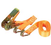 Toolland Correa de Aterrizaje, en 2 Partes, con Tensor de trinquete y Ganchos de Dedos Apretados, para la estiba de Cargas de luz, máx. 500 kg, poliéster, Naranja, 25 mm x 4.5 m, 1 habitación