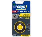 Ceys - Cinta estira y aisla - Negro - Alta resistencia al calor - Autosoldable - 3m x 19mm