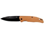 Navaja Third N115N - Mango de Madera de Arce, Hoja de Acero 420 de 8,8 cm Acabada en Negro, Navaja de Bloqueo de Forro - Ref. N115N