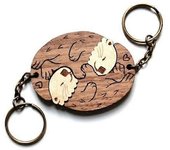 2Piece Wooden-Keychain Otters Shape Pendant Keyring Personalized Matching Puzzles Keychain Key-Tags for Backpack Luggage
