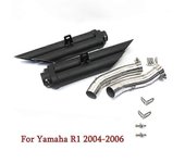 Exquisito tubo de escapeR1 Motocross Sistema de escape completo para Yamaha R1 2004 2005 2006 2007 2008 2009 2010 2011 2012 2013 2014 Silenciador D...